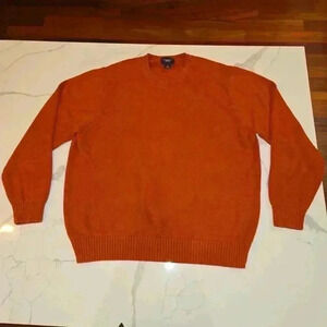Lands End 100% Cotton Crewneck Long Sleeve Knit Burnt Orange Sweater Size XL